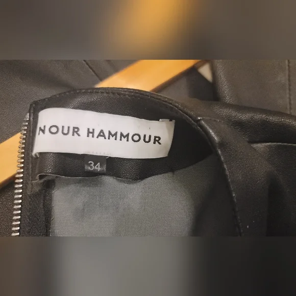 Nour Hammour Black Leather Dress 34 /City‎ Career Rockability Witchy Grunge - Picture 3 of 9